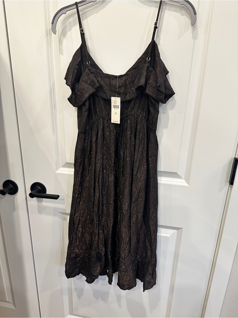 AMADI Bronze Shimmery Spaghetti Strap Mini Dress - Picture 6 of 9